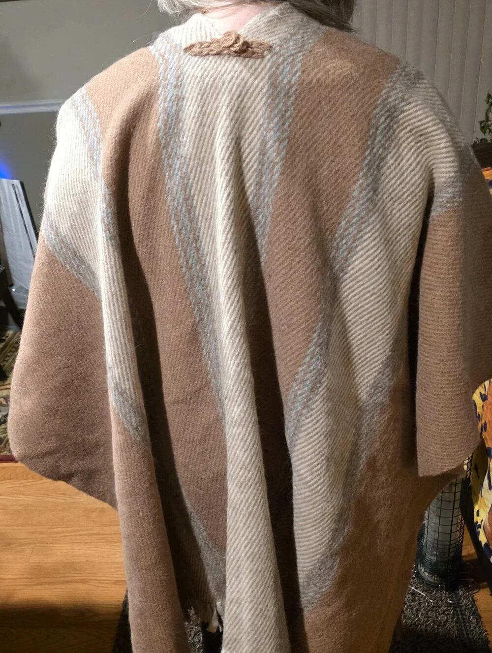 Alpaca Wool Fringed Poncho/cape Blanket